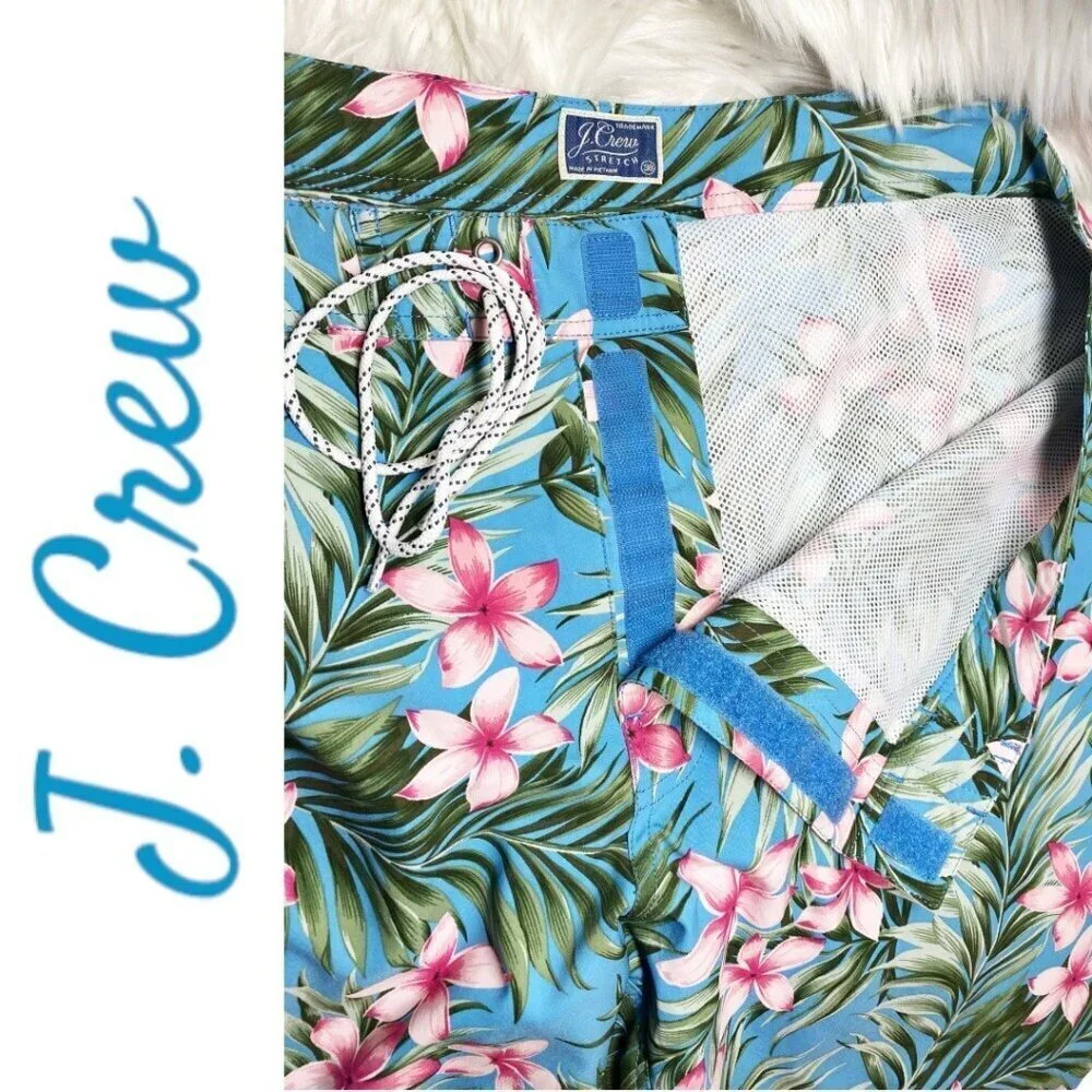 J. CREW Hawaiian‎ Print Board Shorts Swim Trunks Men's Size 38